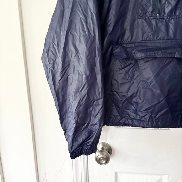Lacoste Izod Vintage Navy Blue Pullover Windbreaker Hooded Jacket Packable Large - Picture 3 of 8